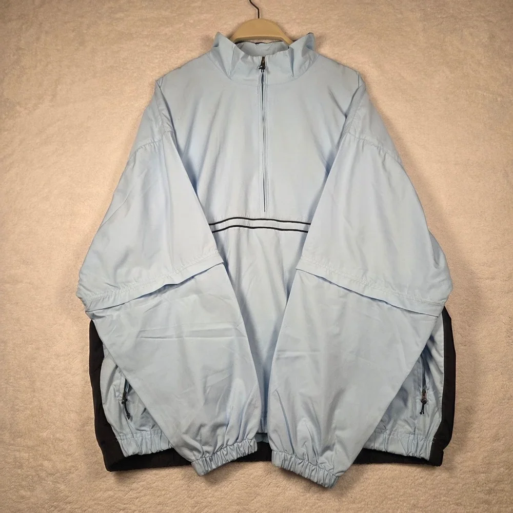 PGA TOUR PERFORMANCE Men's Light Blue Black 1/2 Zip Golf Jacket XL - Picture 2 of 8